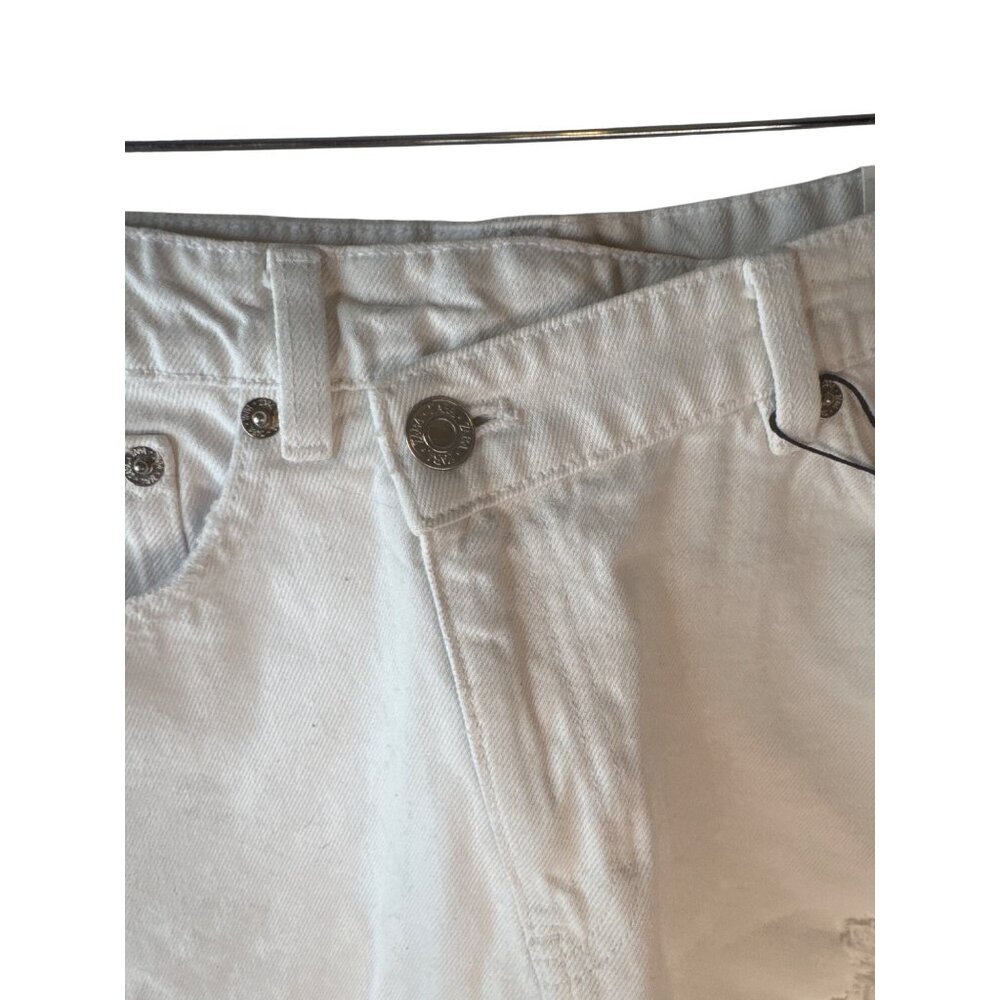 New ZARA White Medium Distressed Denim Mini Skirt Frayed Hem Casual Style - Picture 7 of 12